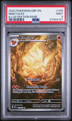 2023 POKEMON OBF EN-OBSIDIAN FLAMES ILLUSTRATION RARE #199 NINETALES PSA 9 - Image 1