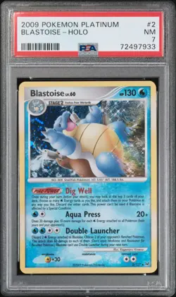 2009 POKEMON PLATINUM #2 BLASTOISE-HOLO PSA 7 - Image 1