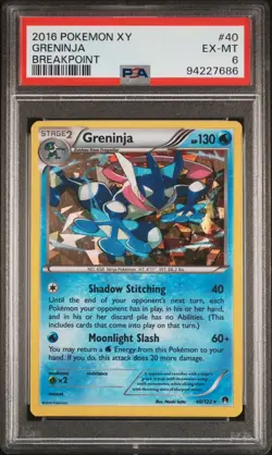 Pokemon Card PSA 6 Greninja Breakpoint 2016 Holo 40/122 1R - Image 1