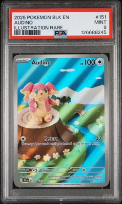 2025 POKEMON BLK EN-BLACK BOLT ILLUSTRATION RARE #151 AUDINO PSA 9 - Image 1