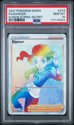 2021 PSA 10 FA Dancer #274 Rainbow Secret Rare Pokemon TCG SWSH Fusion Strike - Image 1