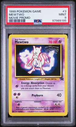 1999 POKEMON GAME MOVIE PROMO #3 MEWTWO PSA 9 - Image 1