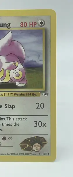 Brock’s Lickitung 41/132 Unlimited Gym Heroes Pokemon Card WOTC Vintage 1999 LP - Image 3