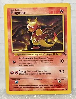 Magmar 39/62 Pokemon Card Unlimited Fossil Non Halo WOTC 1999 Vintage LP - Image 1