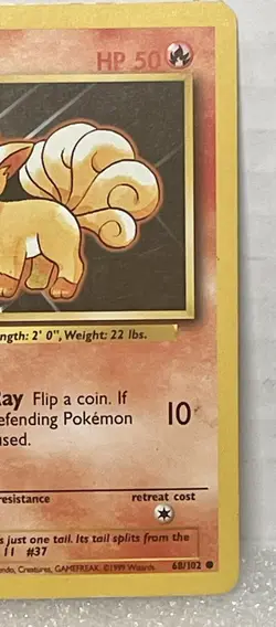 Vulpix 68/102 Base Set Unlimited Common Non Halo 1999 WOTC Pokemon Card LP - Image 3