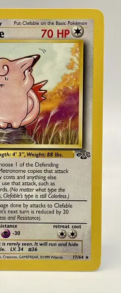 Clefable 17/64 Jungle Non Holo Rare Vintage 1999 Pokemon Card WOTC NM - Image 3