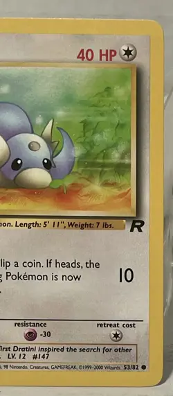 1st Edition Team Rocket Dratini 53/82 Pokemon Card WOTC Vintage LP - Image 3