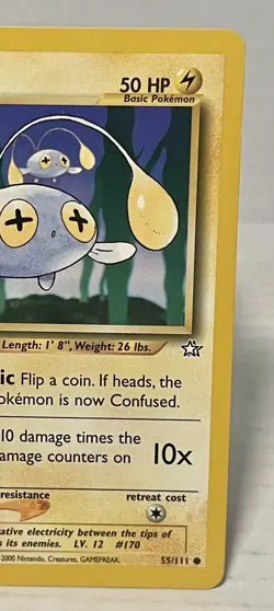 Chinchou Neo Genesis Set 55/111 Vintage Pokemon Card 2000 WOTC Non Halo LP - Image 3