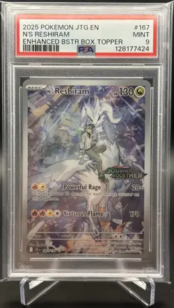 Pokemon TCG N's Reshiram Stamped Promo Holo Card 167/159 SV09 PSA 9 - Image 1