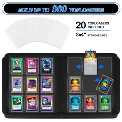Top Loader Binder 9 Pocket Trading Card Binder for 3"x4" Rigid Cards 360 Pock... - Image 2