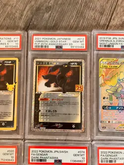 Pokemon PSA Graded 16 Card Bundle Mostly 10s, Gengar, Snorlax, Umbreon Gold star - Image 8