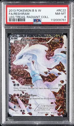 2013 POKEMON B&W LEGEND TREASURES RADIANT COLL #RC22 FULL ART/RESHIRAM PSA 8 - Image 1