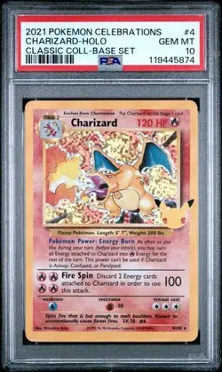 PSA 10 Charizard 4/102 Pokemon Celebrations Classic Collection Base Set Holo - Image 1