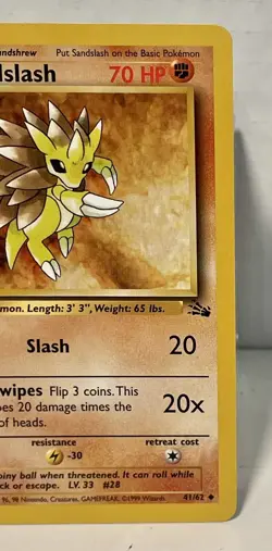 1999 Fossil Set Sandslash 41/62 Pokemon TCG WOTC NM Vintage - Image 2