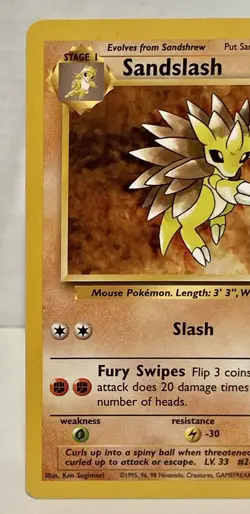 1999 Fossil Set Sandslash 41/62 Pokemon TCG WOTC NM Vintage - Image 3