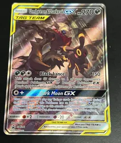 2020 Pokemon TCG Sun and Moon #SM241 Umbreon & Darkrai GX Black Star Promo - Image 1