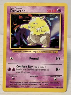 1999 Pokemon TCG Base Set #49/102 Drowzee Unlimited Non-Holo - Image 1