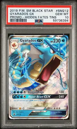 2019 POKEMON SM BLACK STAR PROMO HIDDEN FATES TINS #SM212 GYARADOS GX PSA 10 - Image 1