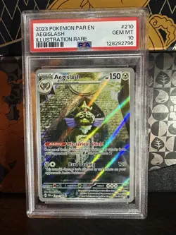 2023 POKEMON PAR EN-PARADOX RIFT ILLUSTRATION RARE #210 AEGISLASH PSA 10 - Image 1