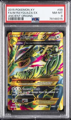 2015 POKEMON XY ANCIENT ORIGINS #98 FULL ART/M RAYQUAZA EX PSA 8 - Image 1