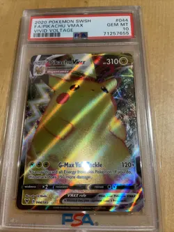 2020 Pokemon SWSH Vivid Voltage Pikachu VMAX Full Art Card 044/185 PSA 10 - Image 1