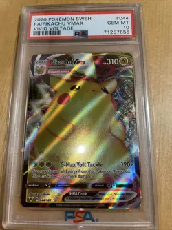 2020 Pokemon SWSH Vivid Voltage Pikachu VMAX Full Art Card 044/185 PSA 10 - Image 2