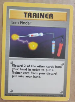 Item Finder 74/102 Rare Non-Holo Base Set Pokemon Trainer Card MP - Image 1