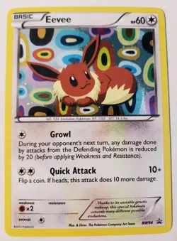 Pokemon Card - Eevee Black and White Holo BW94 Promo Light Play See Pictures - Image 1