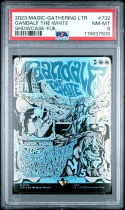 PSA 8 FOIL Gandalf the White Poster 0732 M Borderless, MTG LotR - Image 3