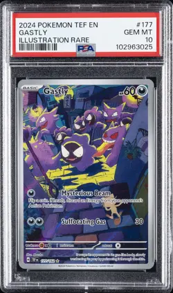 2024 POKEMON TEF EN-TEMPORAL FORCES ILLUSTRATION RARE #177 GASTLY PSA 10 - Image 1
