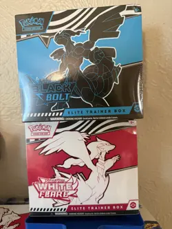 Pokemon TCG S&V Black Bolt & White Flare Sealed Elite Trainer Box ETB Set of 2 - Image 1