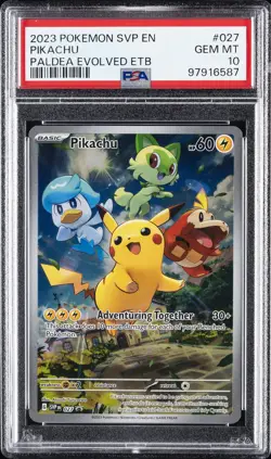 2023 POKEMON SVP EN-SV BLACK STAR PROMO #027 PIKACHU PSA 10 - Image 1
