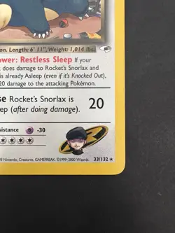 Pokemon TCG Vintage Rocket’s Snorlax Non Holo Rare 33/132 Gym Heroes WotC - Image 4
