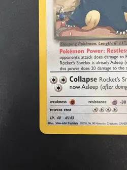 Pokemon TCG Vintage Rocket’s Snorlax Non Holo Rare 33/132 Gym Heroes WotC - Image 5