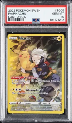 2022 POKEMON SWORD & SHIELD LOST ORIGIN #TG05 FULL ART/PIKACHU PSA 10 - Image 1