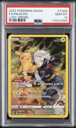 2022 POKEMON SWORD & SHIELD LOST ORIGIN #TG05 FULL ART/PIKACHU PSA 10 - Image 1