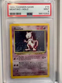 Pokemon 1999 TCG Mewtwo Base Set 10/102 Holo Unlimited Holo Rare PSA 9 - Image 1