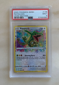 PSA 9 - 2020 Pokemon SWSH - Rayquaza - Vivid Voltage #138 - Damaged Slab - Image 1