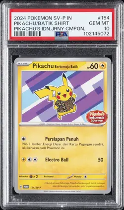 2024 POKEMON INDONESIAN SV-P PROMO #154 PIKACHU IN BATIK SHIRT PSA 10 - Image 1
