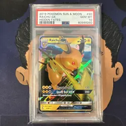 💎PSA 10 GEM MINT 2019 Pokemon Hidden Fates RAICHU GX #20 Ultra Rare - Image 2