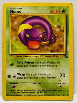 Pokemon EKANS 1st Edition Fossil 1999 English Card #46/62 HP - Image 1