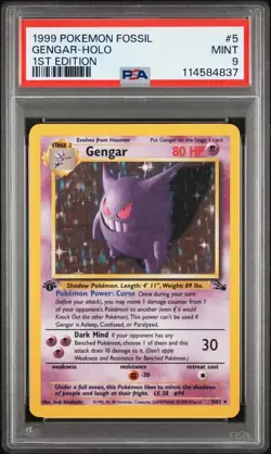 Pokemon Gengar Holo 1999 Fossil 1st Edition #5 PSA 9 Mint - Image 1