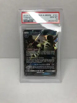 Pokemon 2018 Sun & Moon Lost Thunder Tyranitar GX PSA 10 LOW POP - Image 2