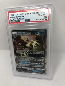 Pokemon 2018 Sun & Moon Lost Thunder Tyranitar GX PSA 10 LOW POP - Image 3