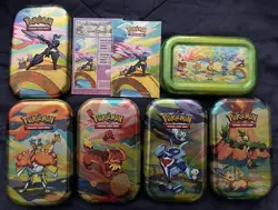 Pokemon Vibrant Paldea mini tin lot 5 no booster packs, sticker & card included - Image 1