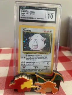 Pokemon Chansey Base Set Card 3/102 Holo Unlimited Rare CGC Graded 10 Gem Mint - Image 1