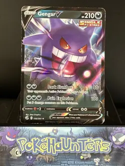 Pokemon Card Gengar v 156/264 Fusion Strike Half Art Holo Ultra Rare Played - Image 1