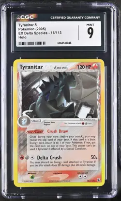 CGC 9 MINT Tyranitar 2005 EX Delta Species 16/113 Holo Pokemon Card - Image 1