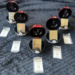 (Set of 5) 1999 23k Gold Plated Pokemon Cards Pikachu Charizard COA Poke Ball - Image 1