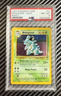 2000 Pokemon Base 2 #12 Nidoqueen Holo PSA 8 Card NM-M Trusted Seller Free Ship! - Image 1